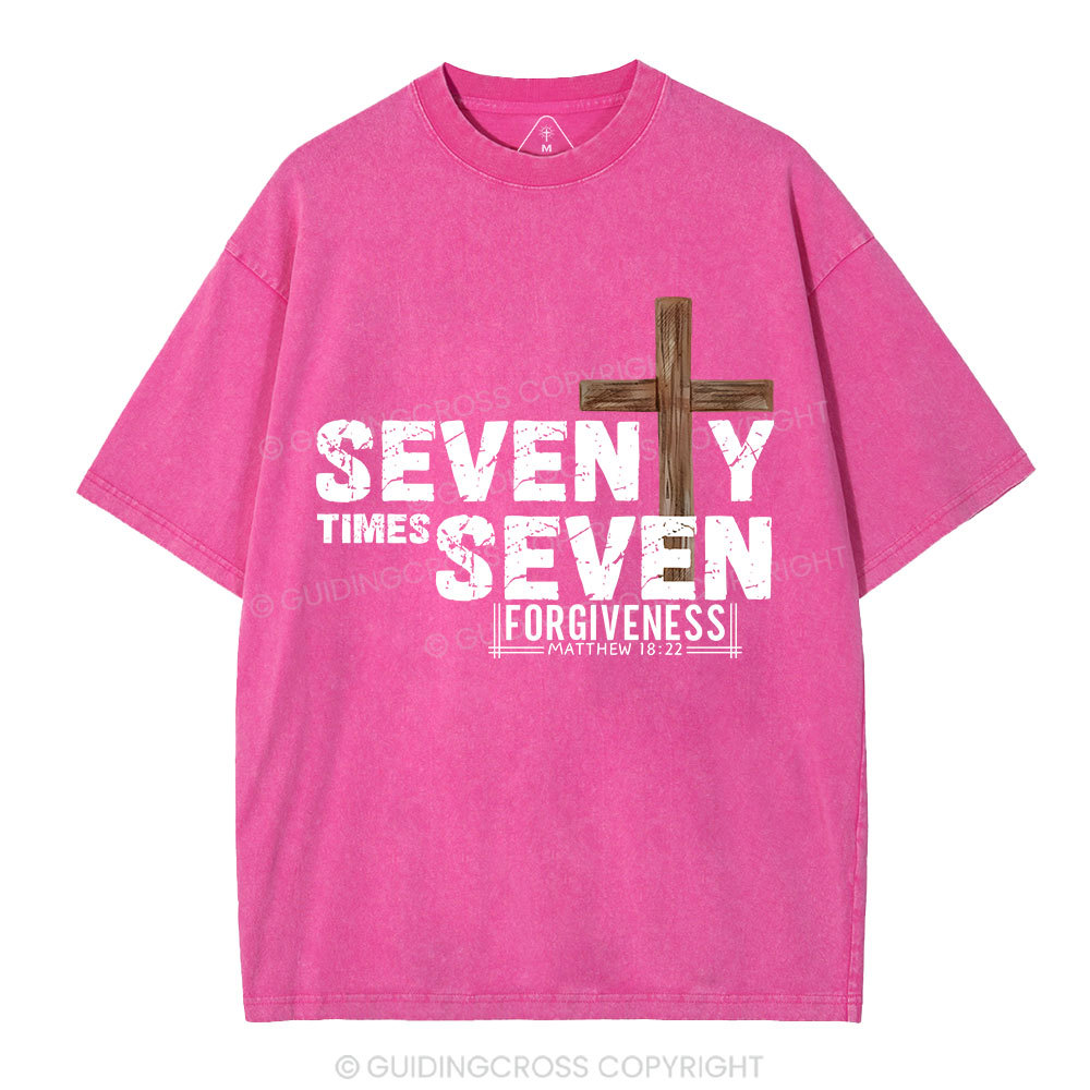 77 Times Forgiven Christian Washed T-Shirt