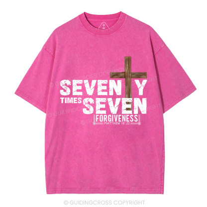77 Times Forgiven Christian Washed T-Shirt