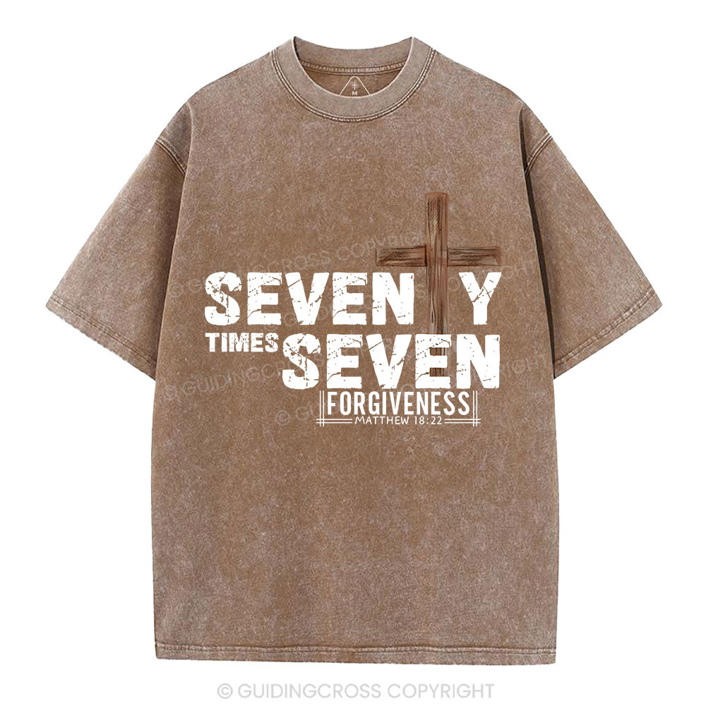 77 Times Forgiven Christian Washed T-Shirt