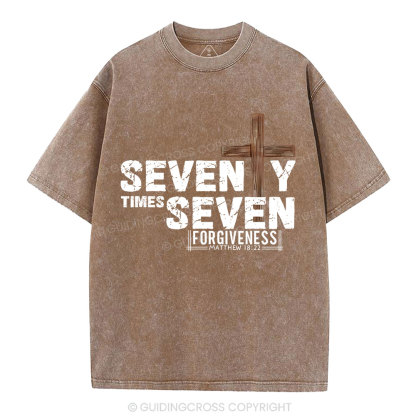 77 Times Forgiven Christian Washed T-Shirt