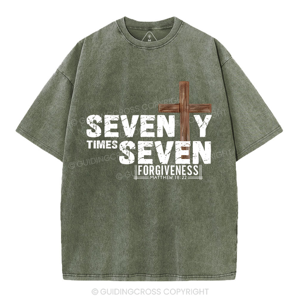 77 Times Forgiven Christian Washed T-Shirt
