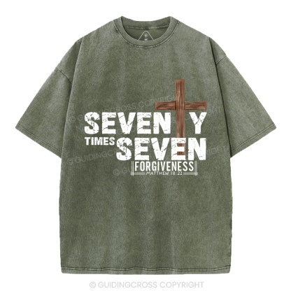 77 Times Forgiven Christian Washed T-Shirt