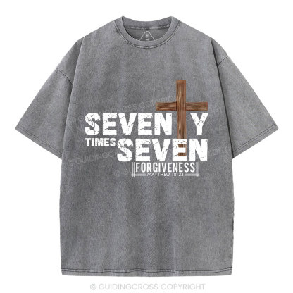 77 Times Forgiven Christian Washed T-Shirt