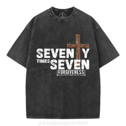 77 Times Forgiven Christian Washed T-Shirt