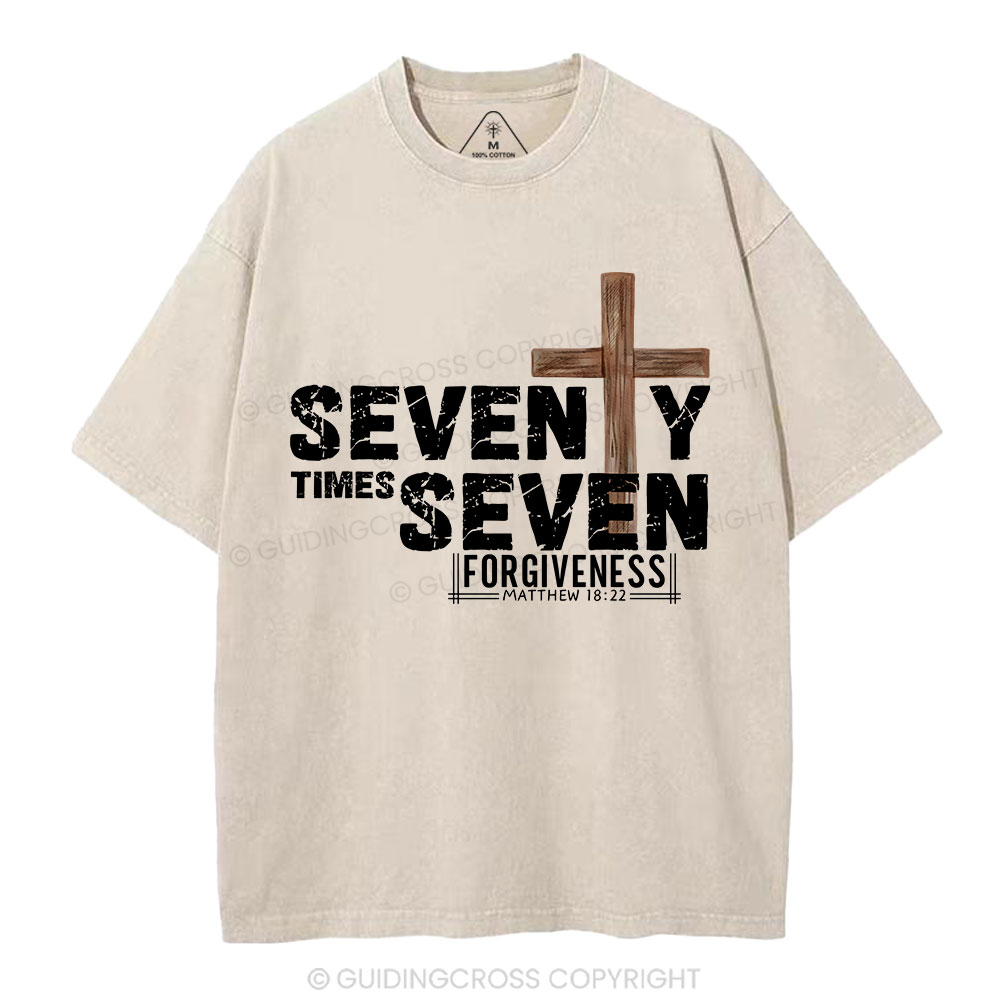 77 Times Forgiven Christian Washed T-Shirt