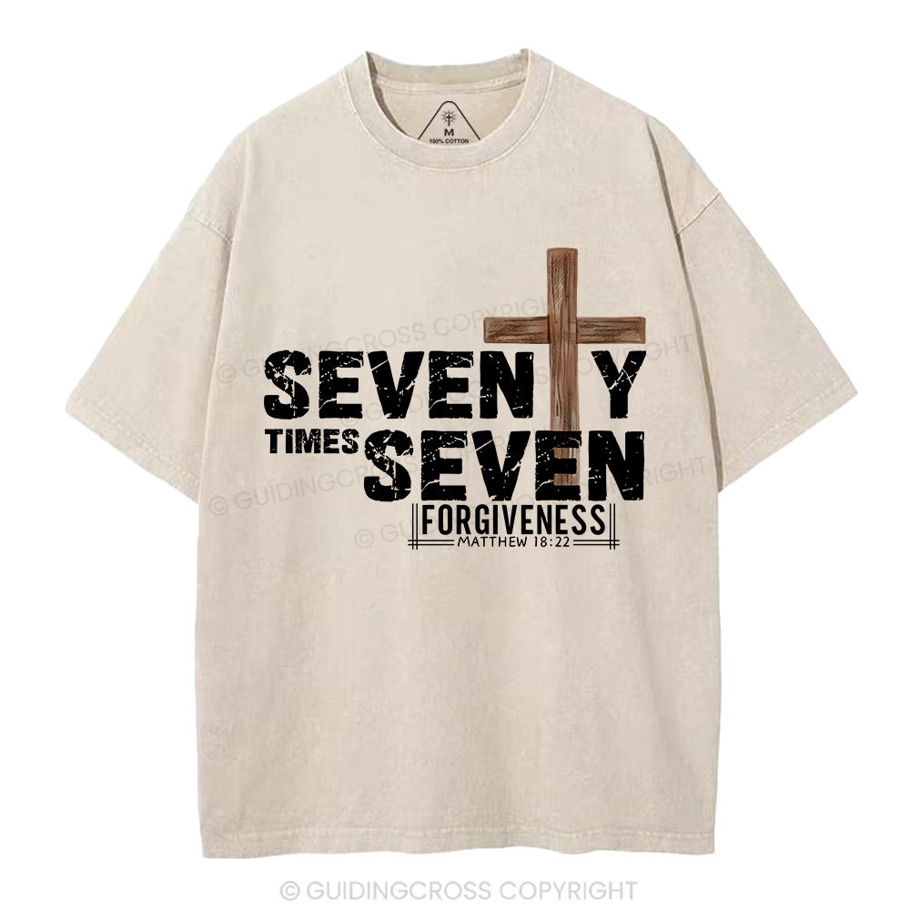 77 Times Forgiven Christian Washed T-Shirt