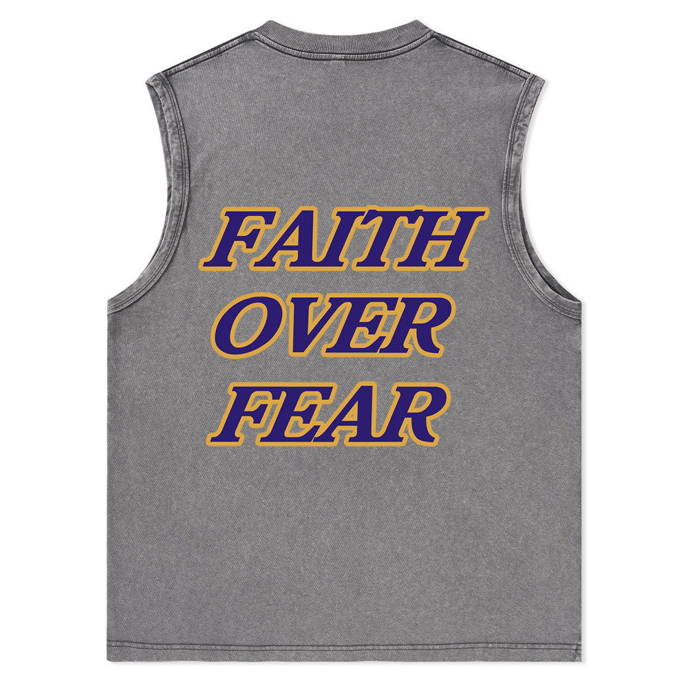 Faith Over Fear Christian Washed Tank Top
