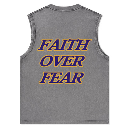 Faith Over Fear Christian Washed Tank Top