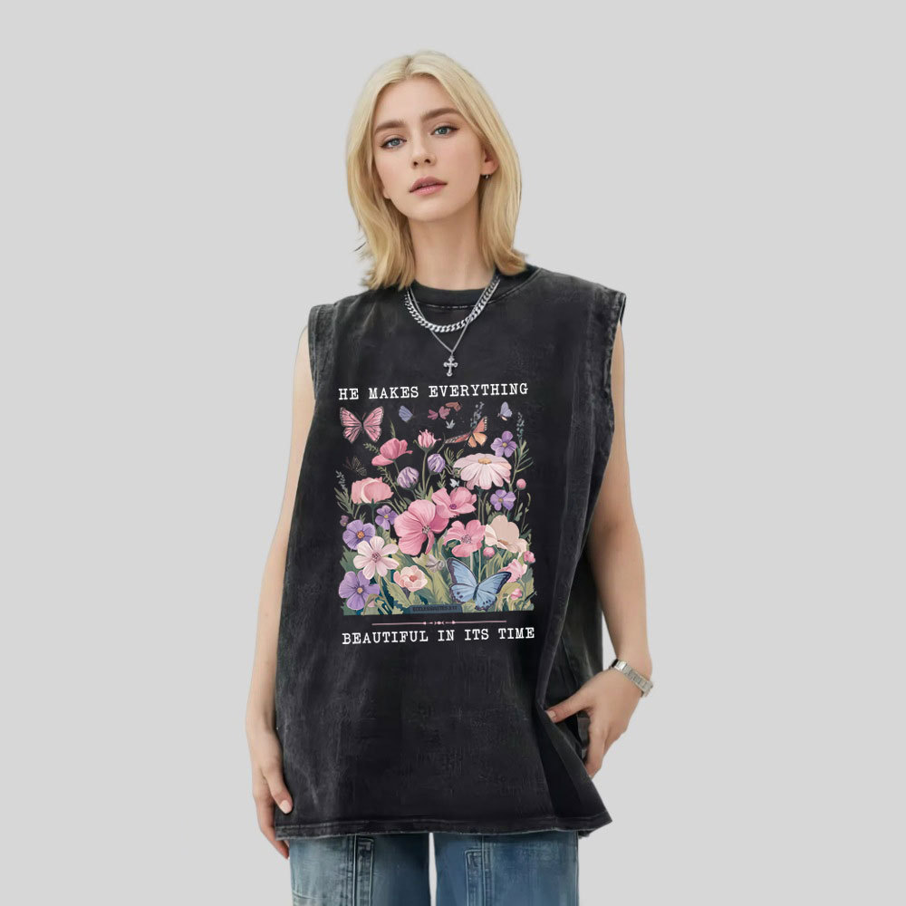 He Makes Everything Beautiful In Its Time Christian Washed Tank Top