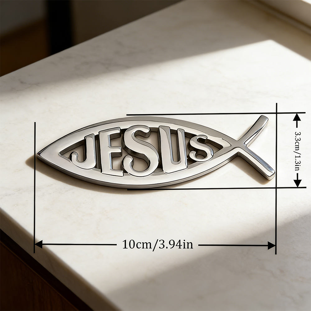 Christian Jesus Fish Metal Car Emblem Badge