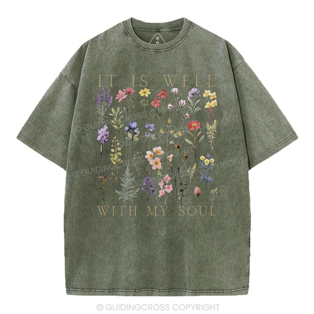 It Is Well With My Soul Christian Washed T-Shirt