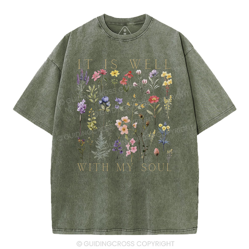 It Is Well With My Soul Christian Washed T-Shirt