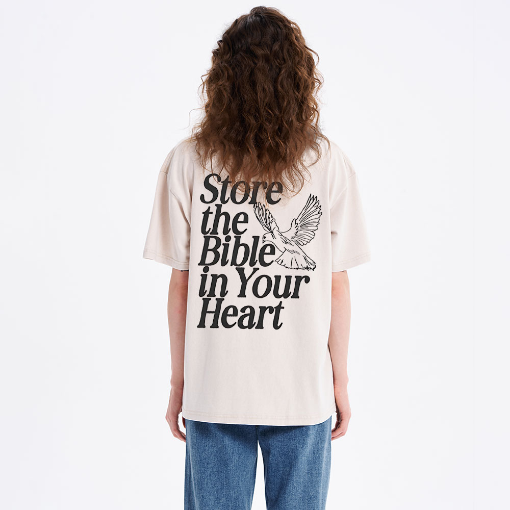 Store The Bible In Your Heart Christian Washed t-sHIRT