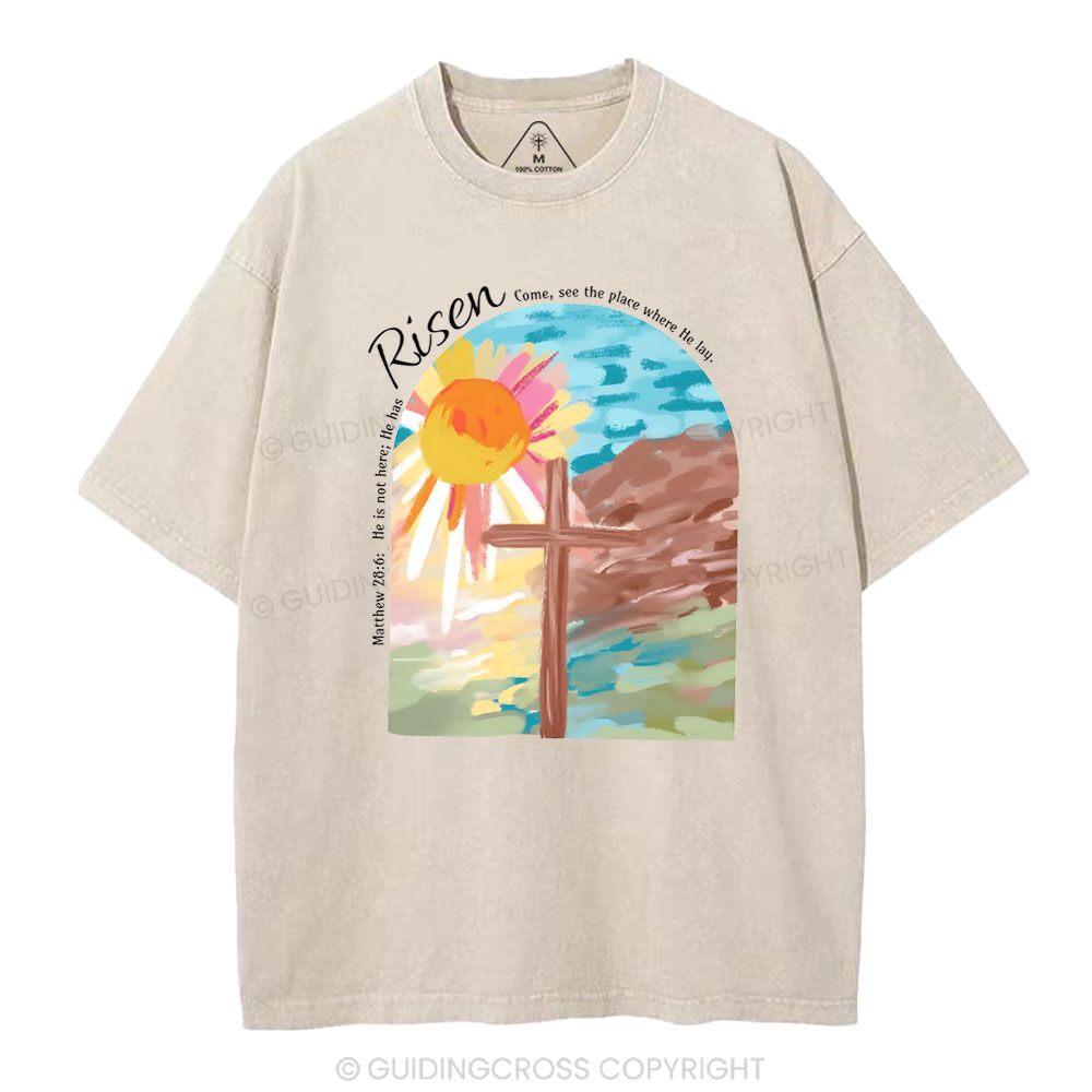 He Has Risen Christian Washed T-Shirt