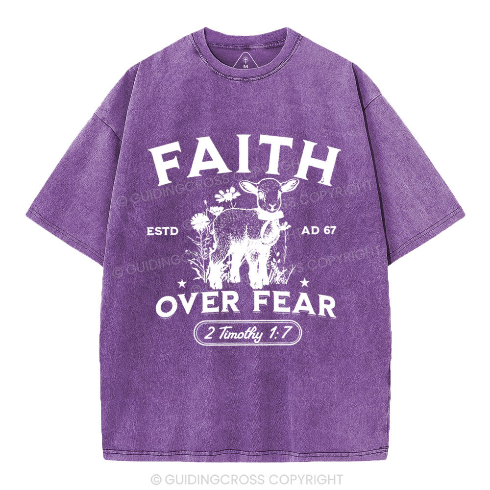 Faith Over Fear Christian Washed T-Shirt