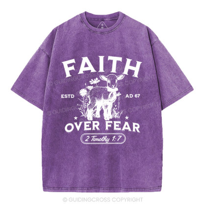 Faith Over Fear Christian Washed T-Shirt