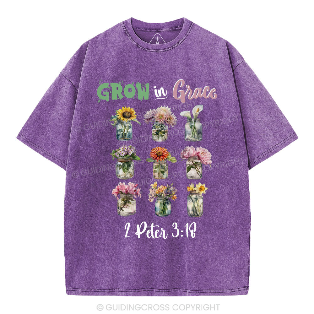 Grow In Grace Christian Washed T-Shirt