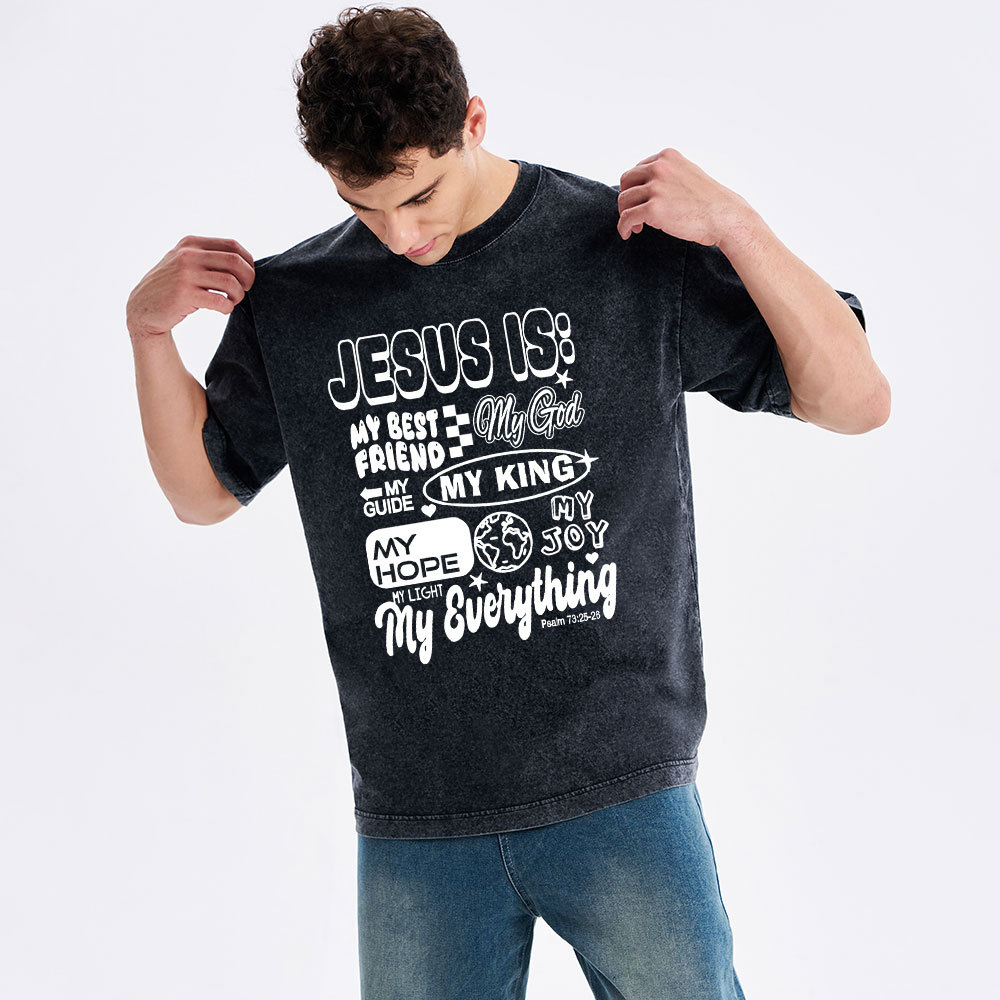 Jesus Is My Best Friend Christian Washed T-Shirt