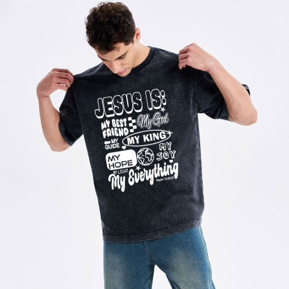 Jesus Is My Best Friend Christian Washed T-Shirt