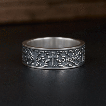 Handmade Cross Ring Christian Sterling Silver Band Ring