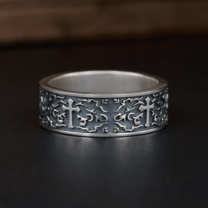 Handmade Cross Ring Christian Sterling Silver Band Ring