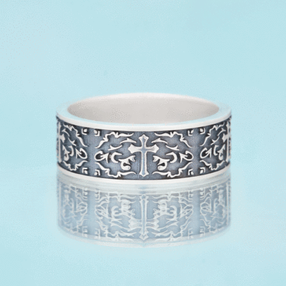 Handmade Cross Ring Christian Sterling Silver Band Ring