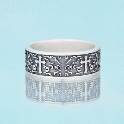 Handmade Cross Ring Christian Sterling Silver Band Ring