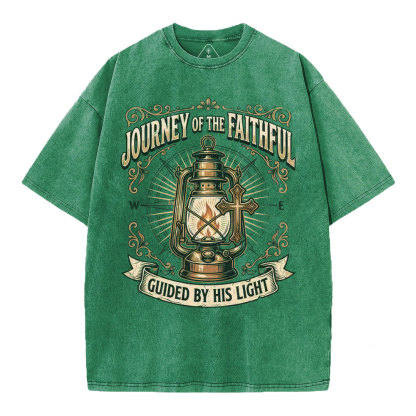 Journey Of The Faithful Christian Washed T-Shirt
