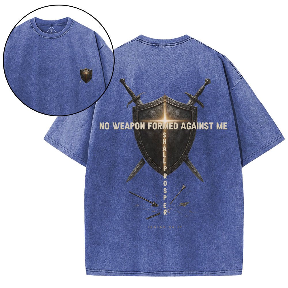 No Weapon Against Me Christian Washed T-Shirt