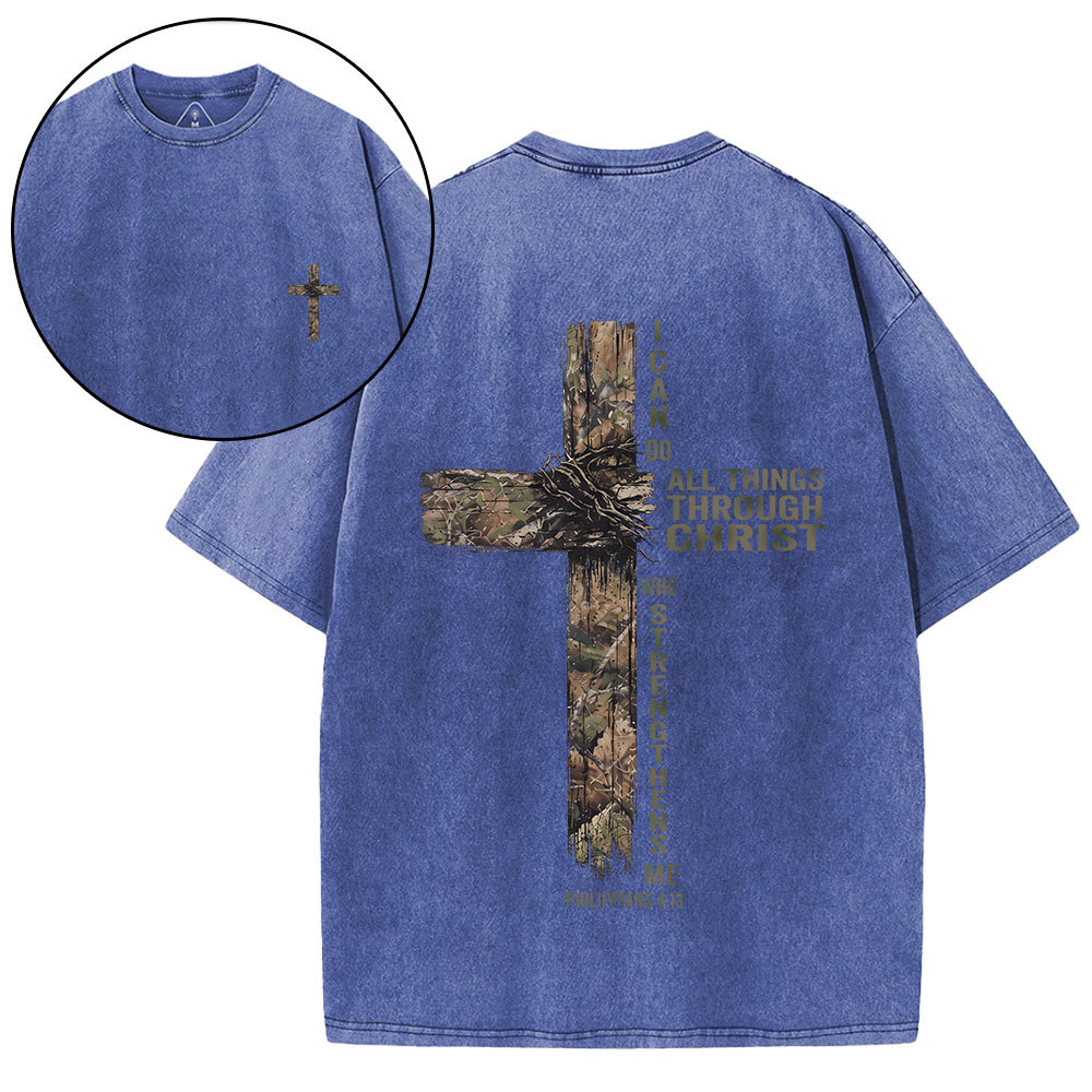 I Can Do All Things With Christ Christian Washed T-Shirt