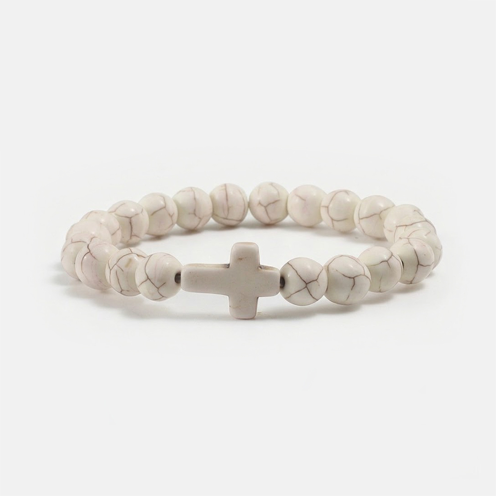 Jesus Cross Bracelet Handmade Beaded Stretch 