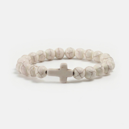 Jesus Cross Bracelet Handmade Beaded Stretch 