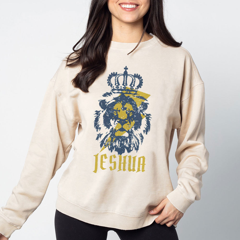 Yeshua Lion King Christian Washed Sweatshirt