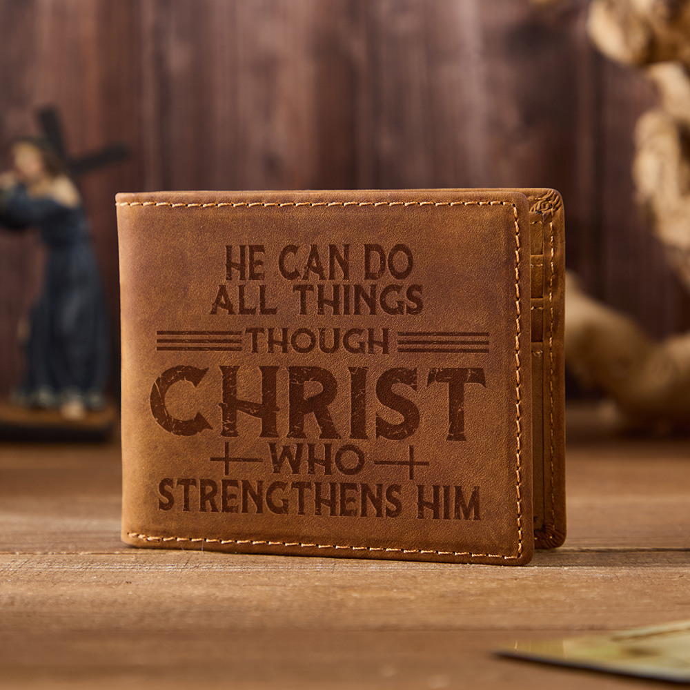 He Can Do All Things Leather Wallet