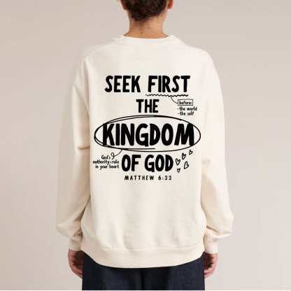 Seek Frist The Kingdom Of God Christian Washed Sweatshirt