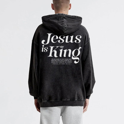 Jesus Is King Christian Washed Hoodie 