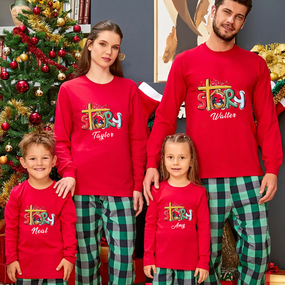 Personalized True Story Nativity Christmas Family Matching Long Sleeve T-Shirt