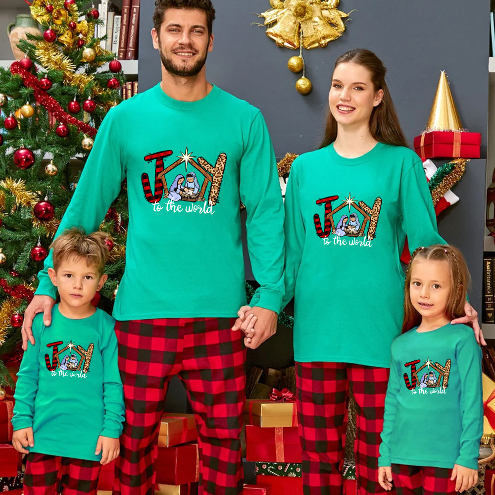 Personalized Joy to the World Christmas Family Matching Long Sleeve T-Shirt