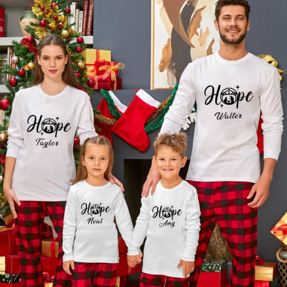 Personalized Hope Love Joy Believe Jesus Nativity Christmas Family Matching Long Sleeve T-Shirt