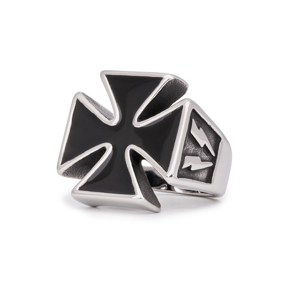 Stainless Steel Lightning Cross Christian Ring