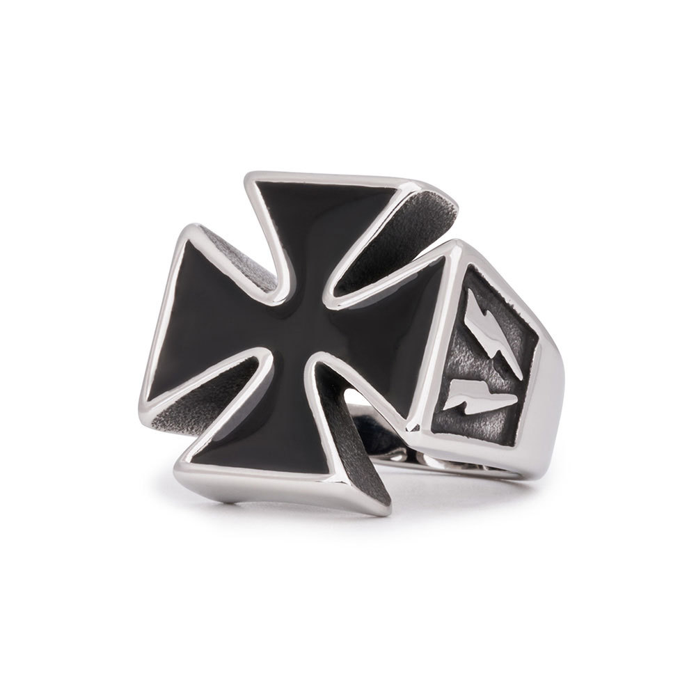 Stainless Steel Lightning Cross Christian Ring