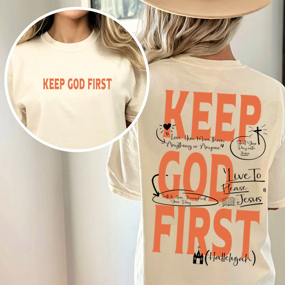 Keep God First Christian Washed T-Shirt