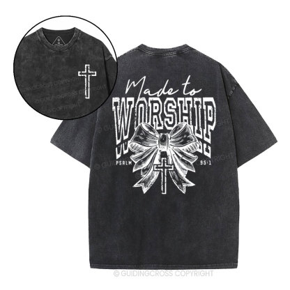 Made To Worship Bow Christian Washed T-Shirt