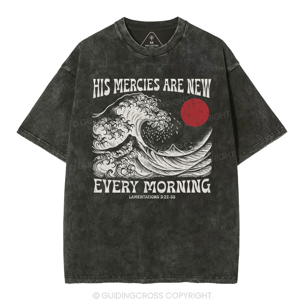 His Mercies Are New  Christian Washed T-Shirt
