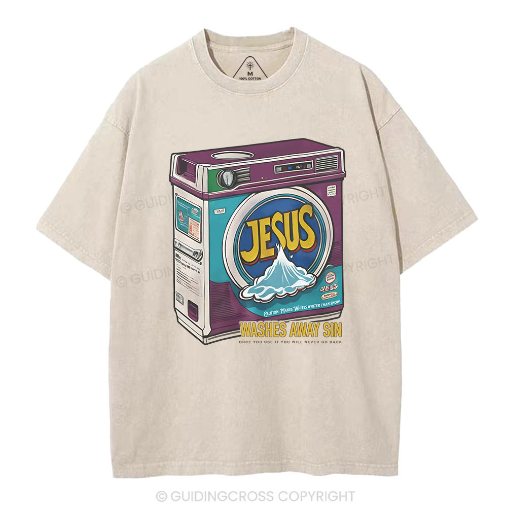 Jesus Washed Away Sin Chirstian Washed T-Shirt