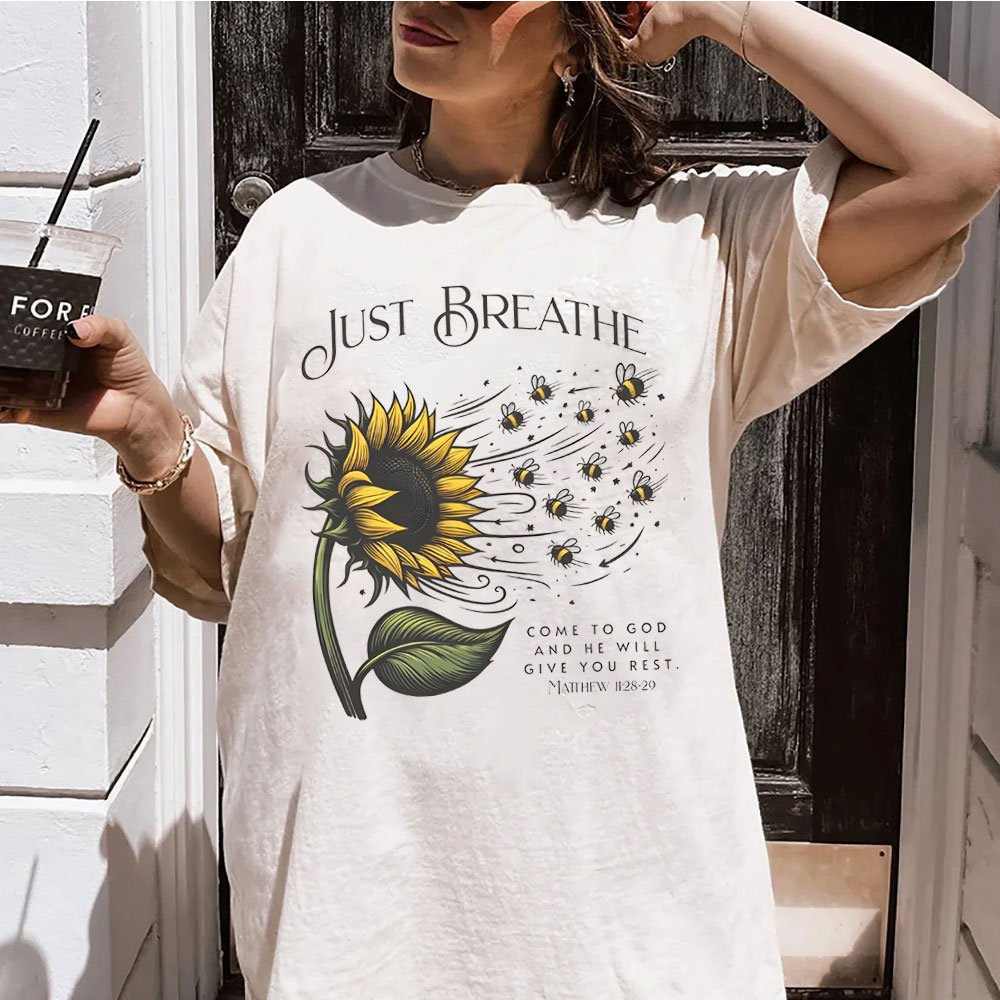 Just Breathe Christian Washed  T-Shirt