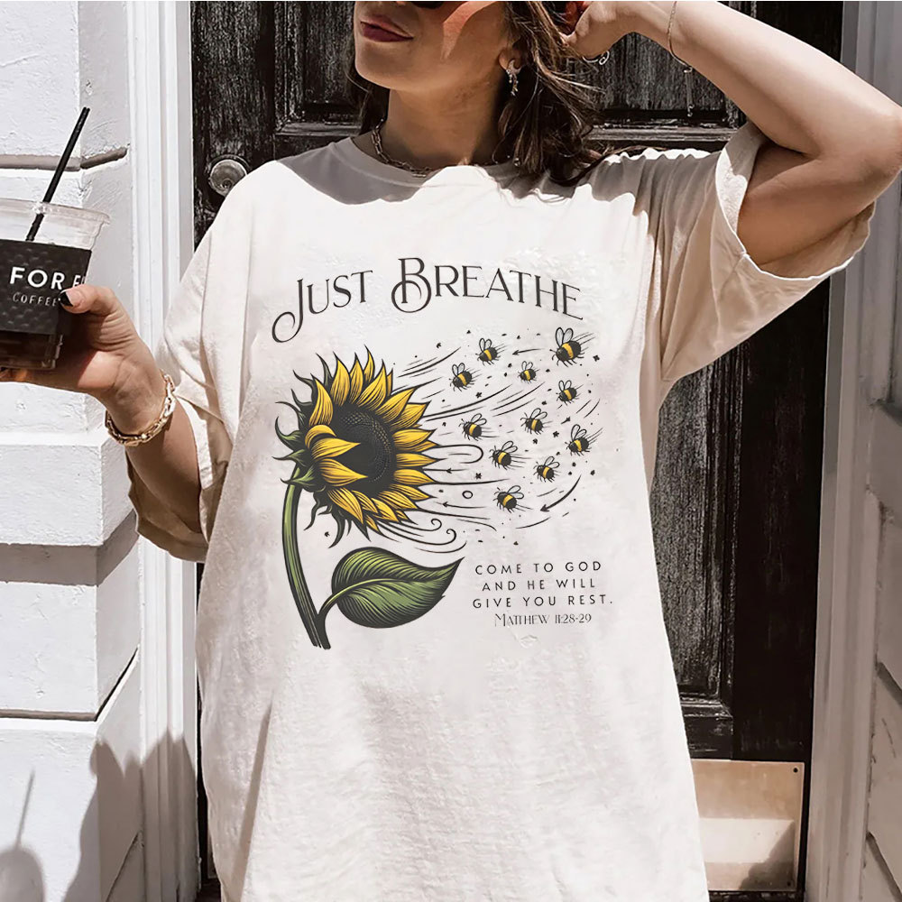 Just Breathe Christian Washed  T-Shirt