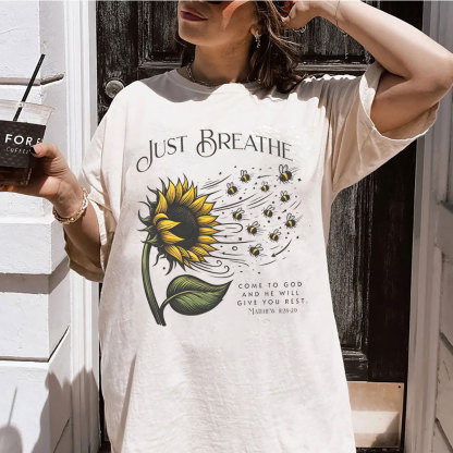 Just Breathe Christian Washed  T-Shirt