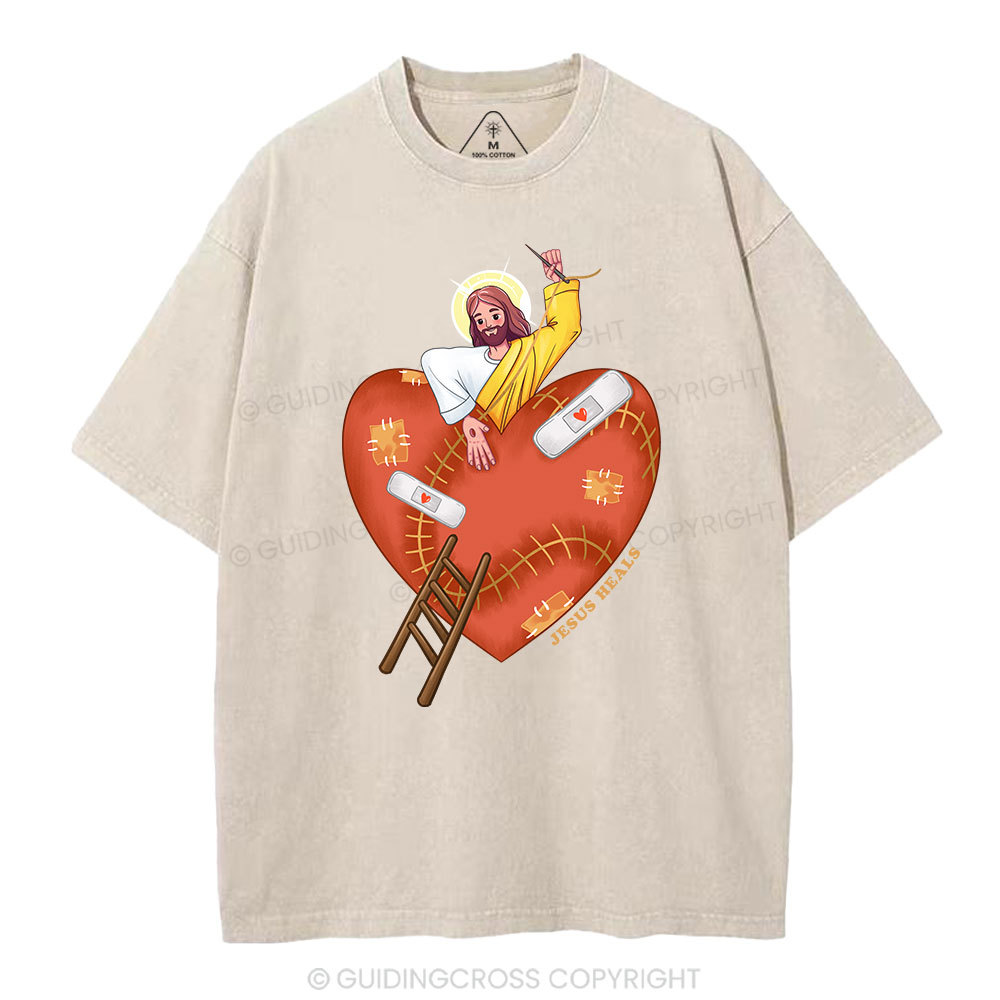 Jesus Heals Christian Washed T-Shirt