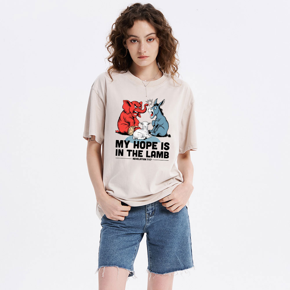 My Hope Is In The Lamb Christian Washed T-Shirt